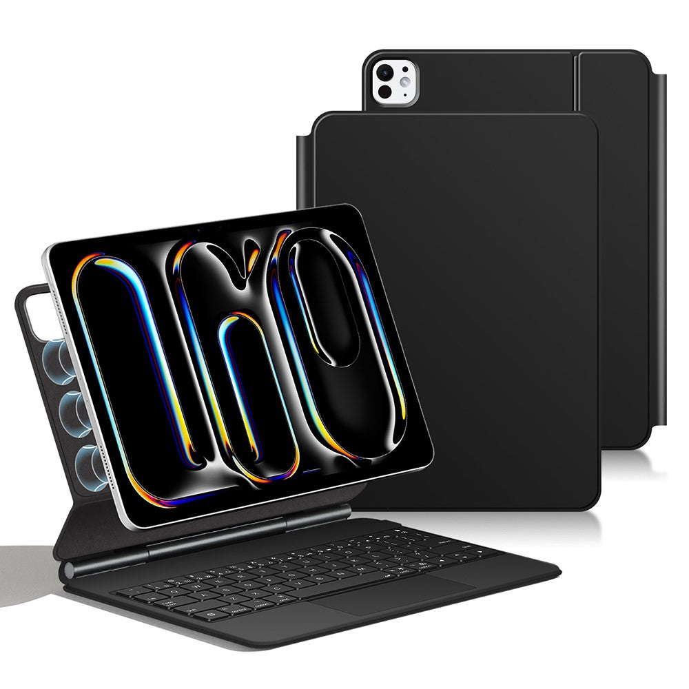 For iPad Pro 11 (2024) Smart Pogo Pin Direct Connection Keyboard + Leather Tablet Case