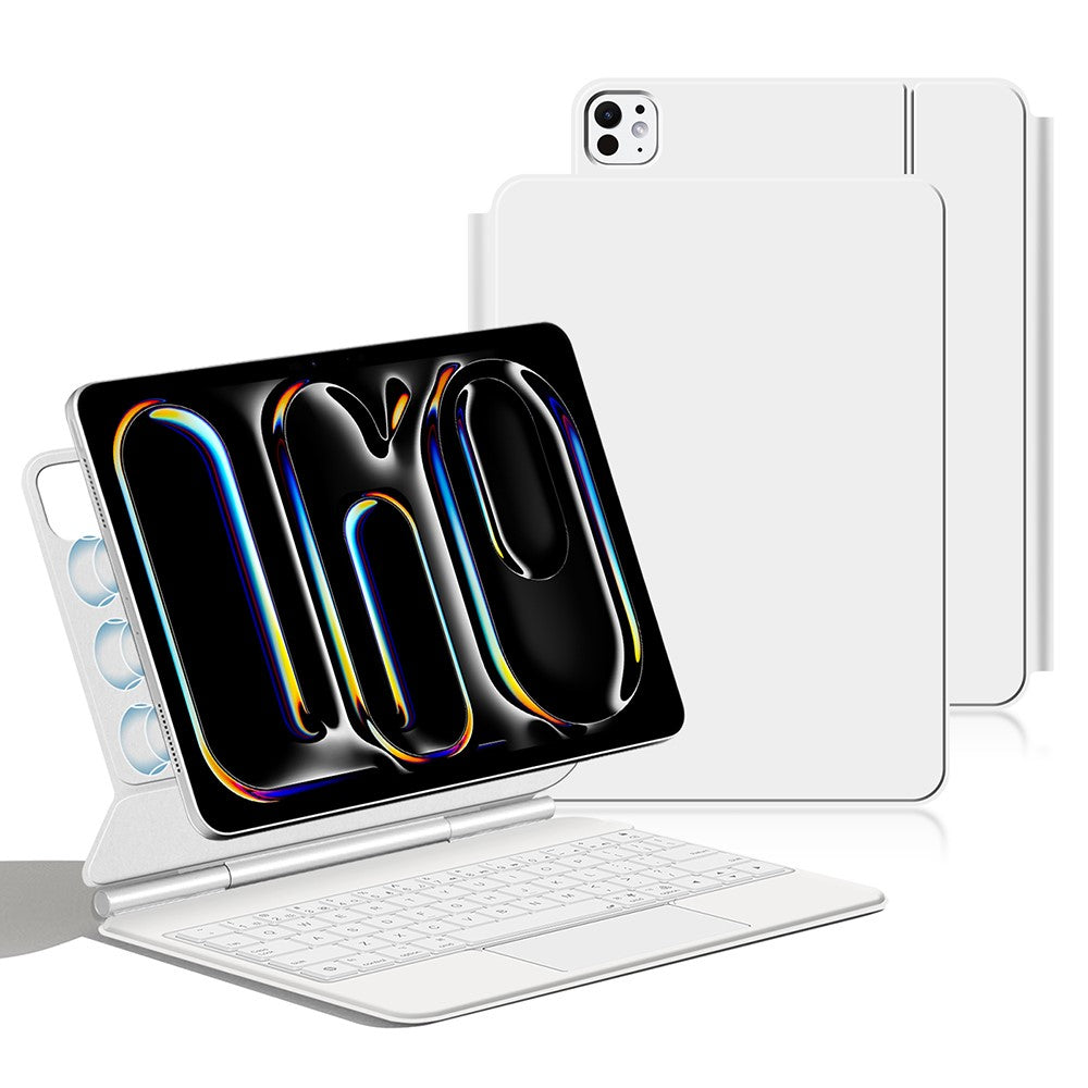 For iPad Pro 11 (2024) Smart Pogo Pin Direct Connection Keyboard + Leather Tablet Case