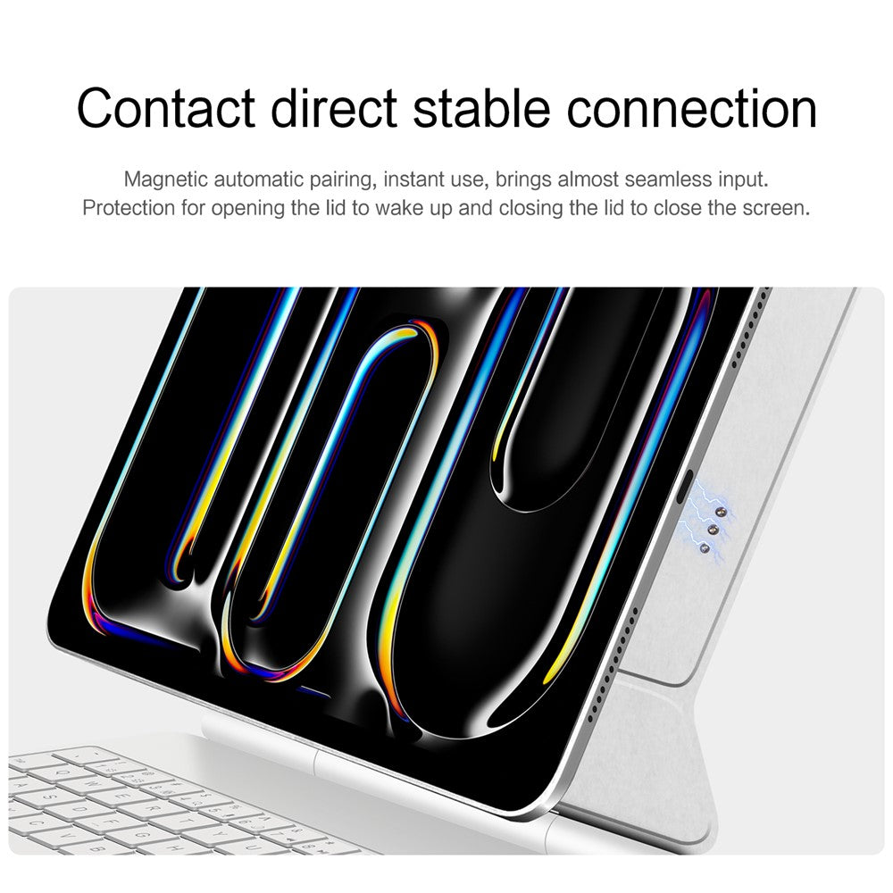For iPad Pro 11 (2024) Smart Pogo Pin Direct Connection Keyboard + Leather Tablet Case