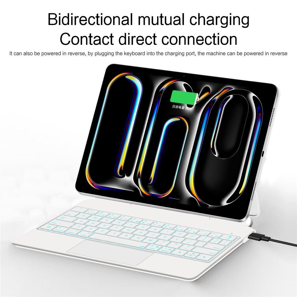 For iPad Pro 11 (2024) Smart Pogo Pin Direct Connection Keyboard + Leather Tablet Case