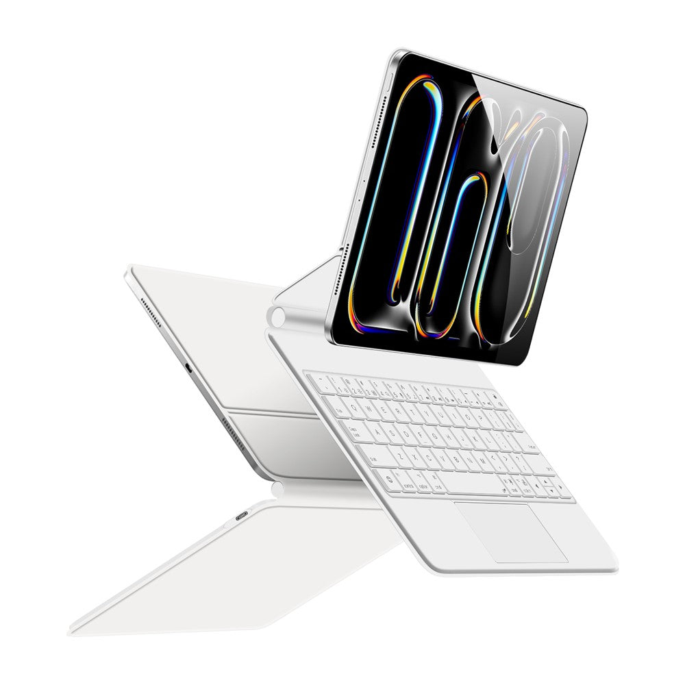 For iPad Pro 11 (2024) Smart Pogo Pin Direct Connection Keyboard + Leather Tablet Case