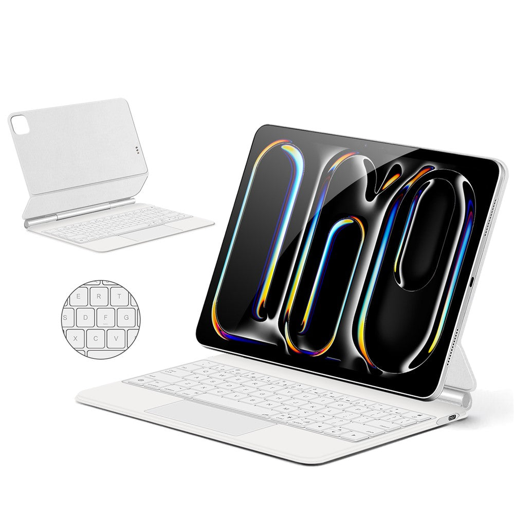 For iPad Pro 11 (2024) Smart Pogo Pin Direct Connection Keyboard + Leather Tablet Case