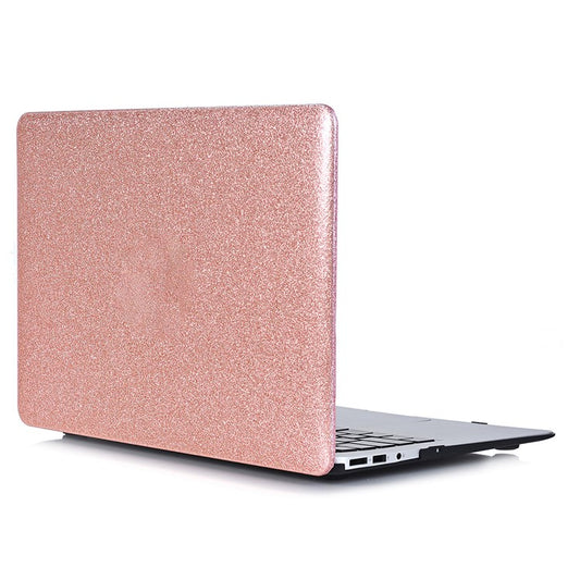 Glittery Surface PU Leather Coated Laptop Case Protective Notebook Cover for MacBook Air 13.3" Retina Display A2179 (2020)/A1932/A2337 - Rose Gold