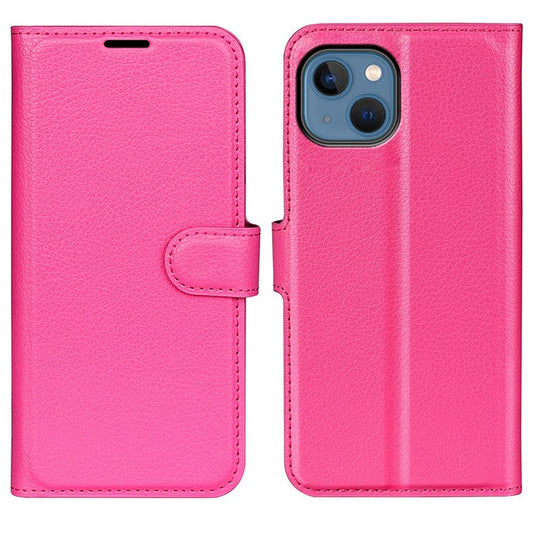 For iPhone 14 6.1 inch PU Leather Wallet Phone Case Litchi Texture Stand All-inclusive Protection Shell - Rose