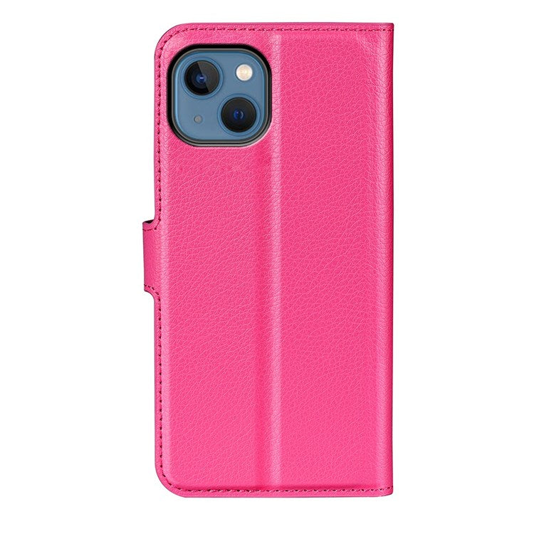 For iPhone 14 6.1 inch PU Leather Wallet Phone Case Litchi Texture Stand All-inclusive Protection Shell - Rose