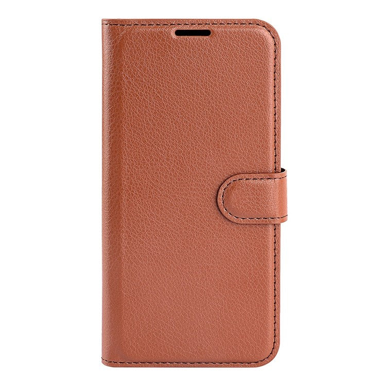 For iPhone 14 6.1 inch PU Leather Wallet Phone Case Litchi Texture Stand All-inclusive Protection Shell - Brown
