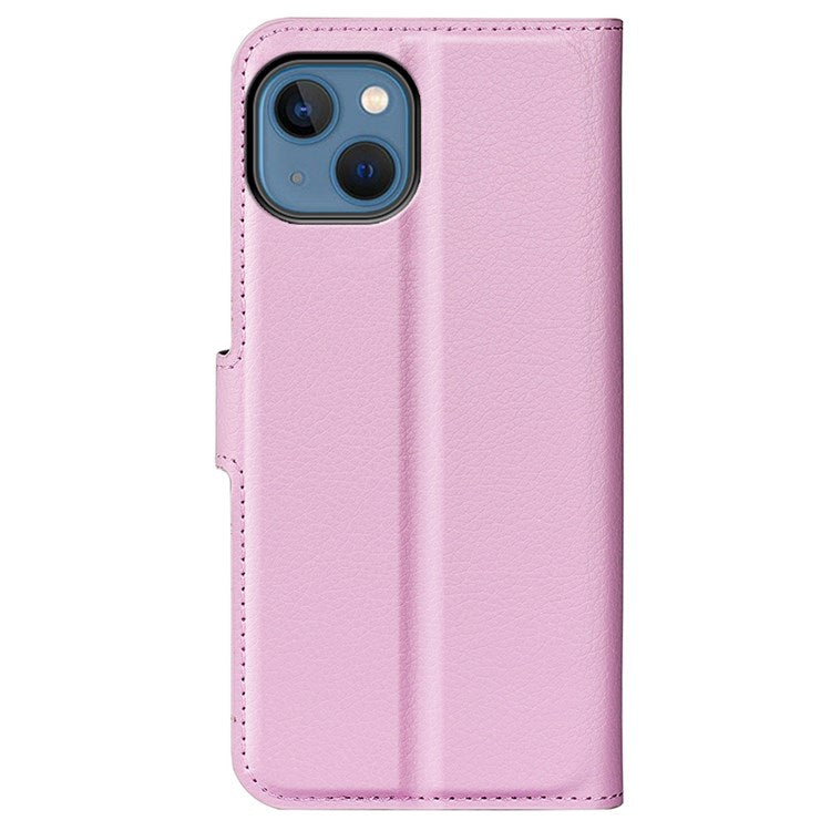 For iPhone 14 Plus 6.7 inch Litchi Texture PU Leather Collision Resistant Stand Flip Cover Full Protective Wallet Phone Case - Pink