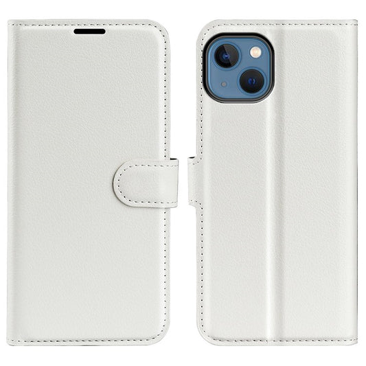 For iPhone 14 Plus 6.7 inch Litchi Texture PU Leather Collision Resistant Stand Flip Cover Full Protective Wallet Phone Case - White