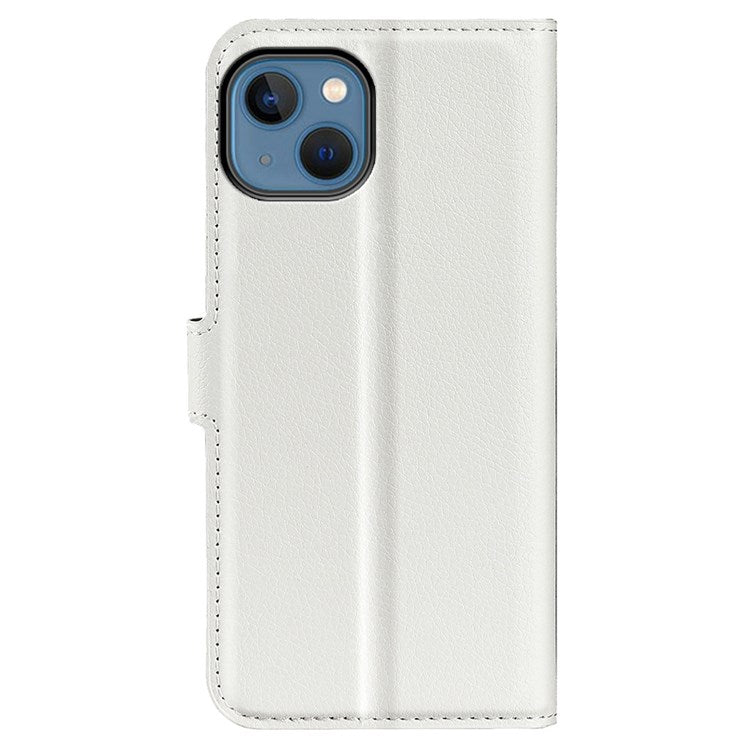For iPhone 14 Plus 6.7 inch Litchi Texture PU Leather Collision Resistant Stand Flip Cover Full Protective Wallet Phone Case - White