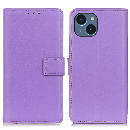 For iPhone 14 6.1 inch Wallet Phone Case PU Leather Stand Function Magnetic Folio Flip Folding Cover - Purple