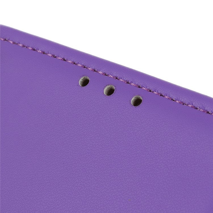 For iPhone 14 6.1 inch Wallet Phone Case PU Leather Stand Function Magnetic Folio Flip Folding Cover - Purple