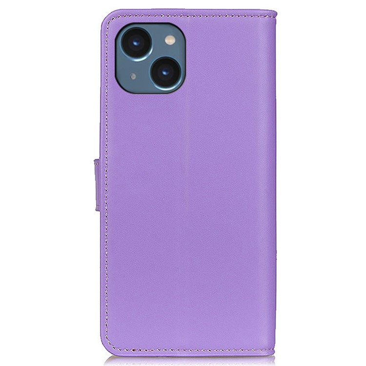 For iPhone 14 6.1 inch Wallet Phone Case PU Leather Stand Function Magnetic Folio Flip Folding Cover - Purple