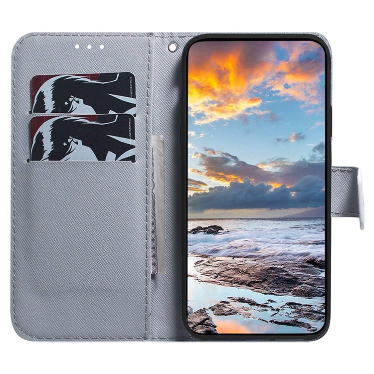 Pattern Printing Phone Case for iPhone 14 6.1 inch, PU Leather Wallet Flip Folio Case Adjustable Stand Shell - Lion