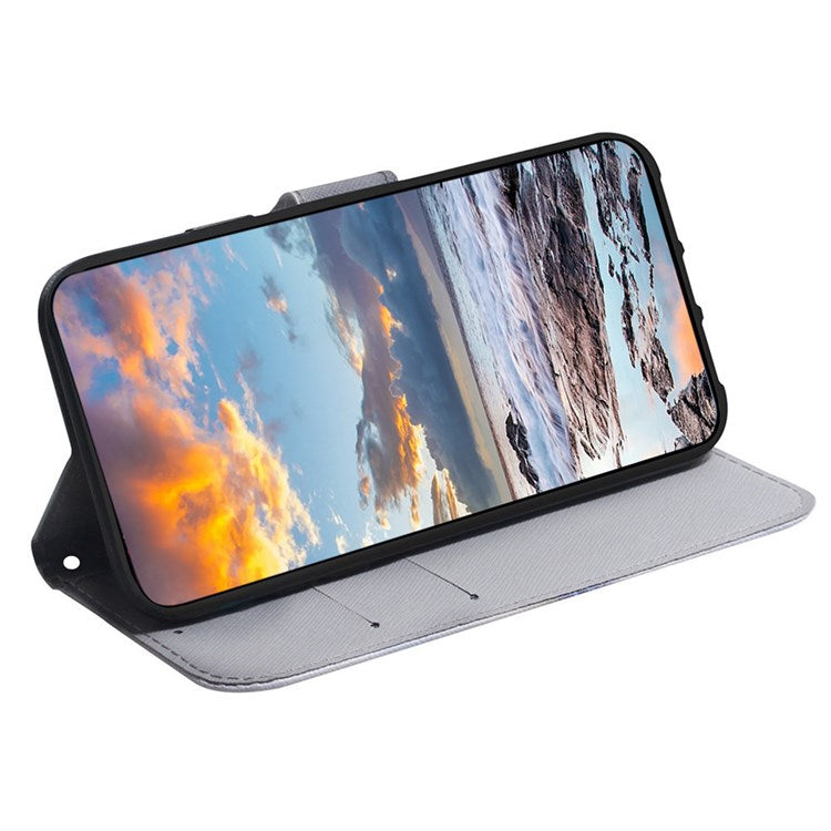 Pattern Printing Phone Case for iPhone 14 6.1 inch, PU Leather Wallet Flip Folio Case Adjustable Stand Shell - Lion