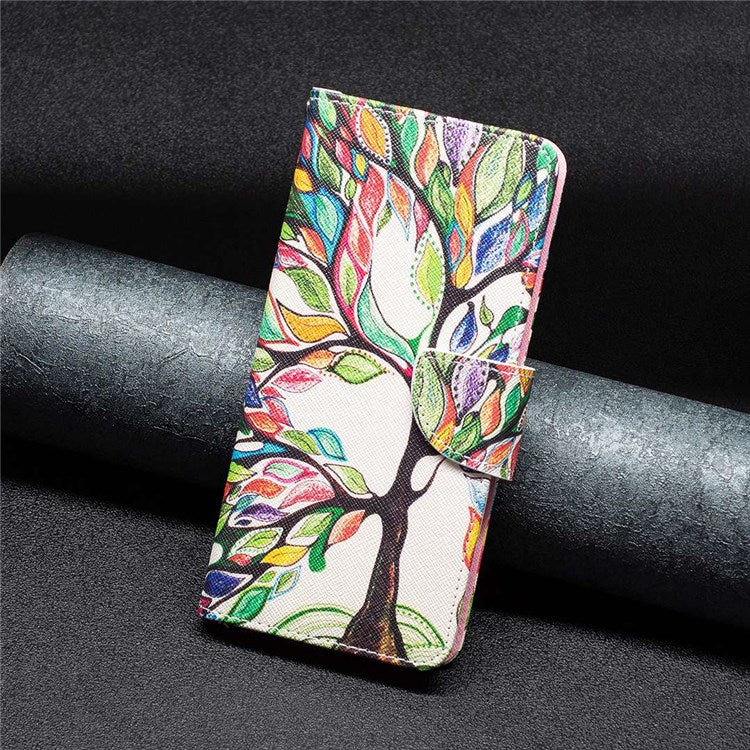 BF Pattern Printing Leather Series-1 for iPhone 14 Plus 6.7 inch Anti-drop Phone Cover Viewing Stand PU Leather TPU Folio Flip Wallet Case - Life Tree