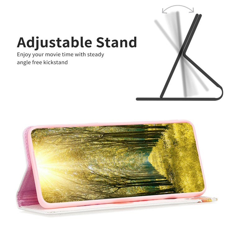 BF Pattern Printing Leather Series-3 for iPhone 14 6.1 inch PU Leather Foldable Stand Case Magnetic Auto-absorbed Wallet Phone Cover - Two Butterflies