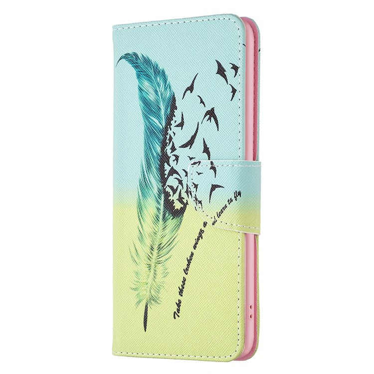 BF Pattern Printing Leather Series-1 for iPhone 14 6.1 inch Viewing Stand Phone Cover PU Leather TPU Folio Flip Wallet Case - Feather