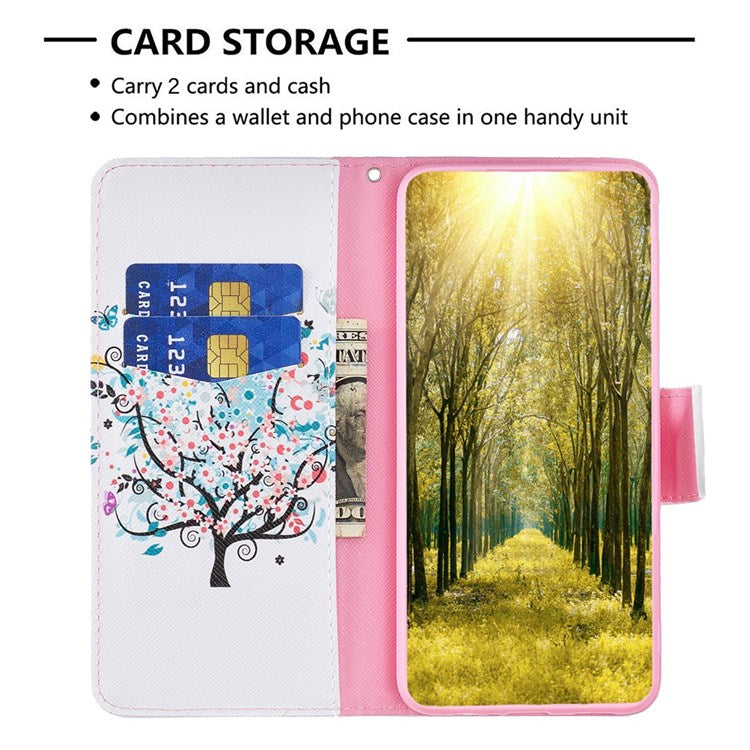 BF Pattern Printing Leather Series-1 for iPhone 14 Pro Max 6.7 inch PU Leather Stand Anti-drop Phone Cover Folio Flip Wallet Shockproof Case - Flower Tree
