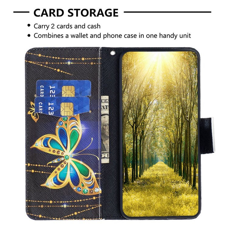 BF Pattern Printing Leather Series-2 for iPhone 14 Pro Max 6.7 inch Wallet Phone Case PU Leather Magnetic Clasp Stand Cover - Jewelry Butterfly