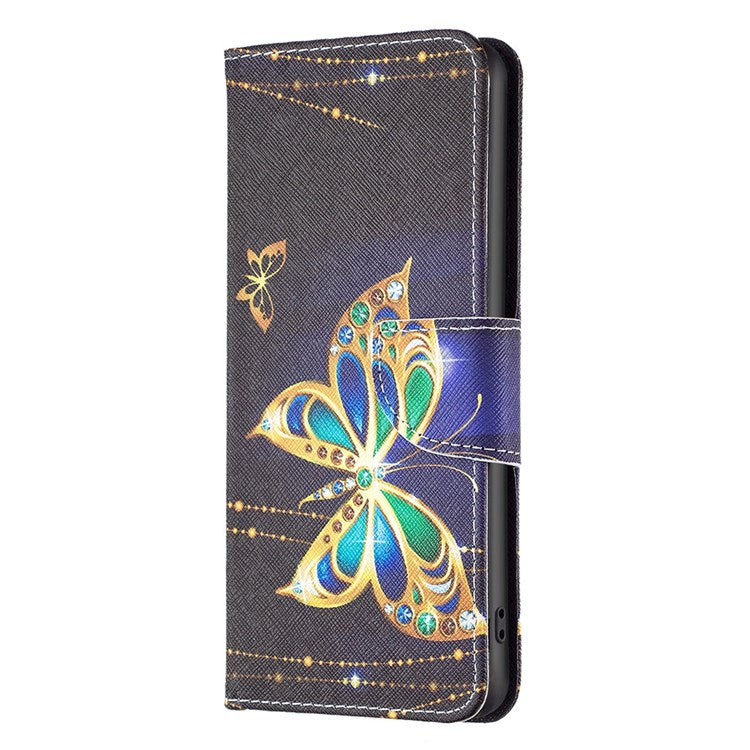 BF Pattern Printing Leather Series-2 for iPhone 14 Pro Max 6.7 inch Wallet Phone Case PU Leather Magnetic Clasp Stand Cover - Jewelry Butterfly