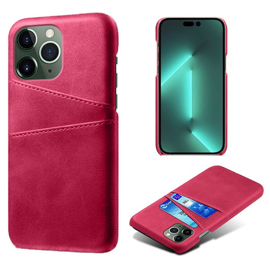 Phone Case for iPhone 14 Pro Max 6.7 inch Two Card Slots Shockproof Anti-drop PU Leather Coated Hard PC Cover - Rose