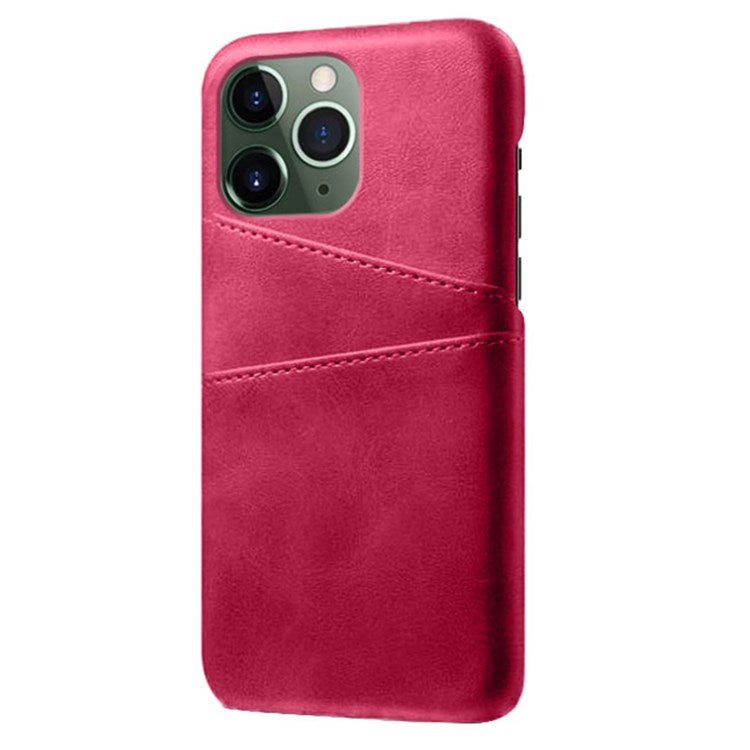 Phone Case for iPhone 14 Pro Max 6.7 inch Two Card Slots Shockproof Anti-drop PU Leather Coated Hard PC Cover - Rose
