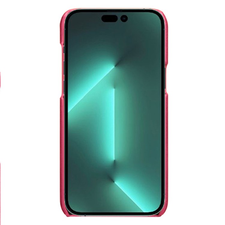 Phone Case for iPhone 14 Pro Max 6.7 inch Two Card Slots Shockproof Anti-drop PU Leather Coated Hard PC Cover - Rose