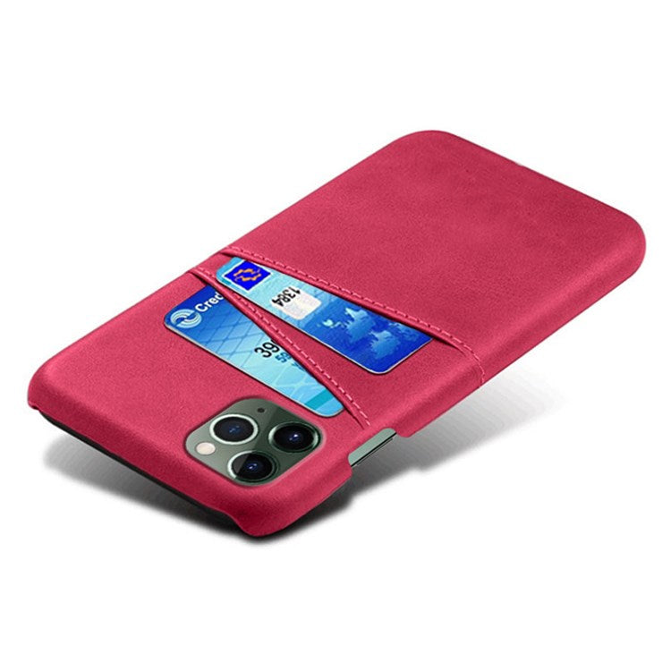 Phone Case for iPhone 14 Pro Max 6.7 inch Two Card Slots Shockproof Anti-drop PU Leather Coated Hard PC Cover - Rose