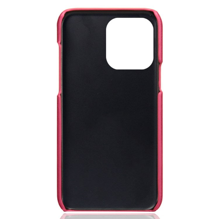 Phone Case for iPhone 14 Pro Max 6.7 inch Two Card Slots Shockproof Anti-drop PU Leather Coated Hard PC Cover - Rose