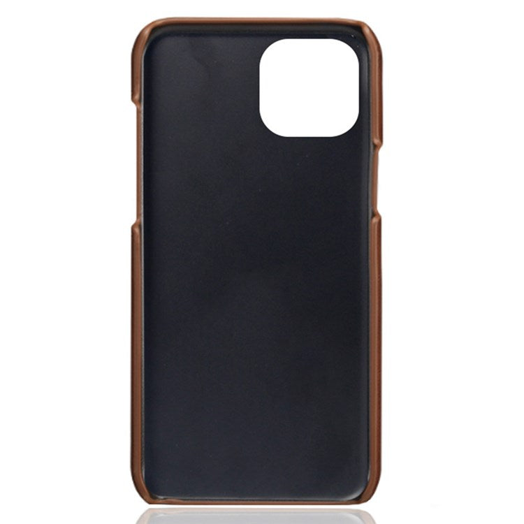 For iPhone 14 Plus 6.7 inch Anti-drop Textured PU Leather Coated PC Scratch-resistant Cell Phone Case - Brown