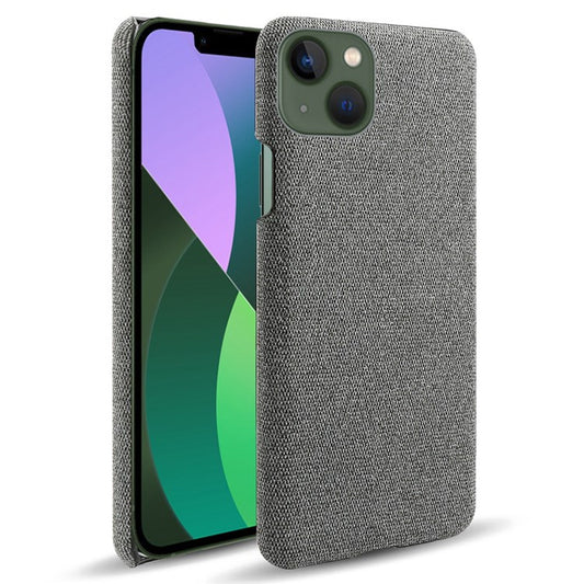 For iPhone 14 6.1 inch Well-protected Anti-scratch Phone Case Solid Color Hard PC+Cloth Cell Phone Shell Cover - Grey