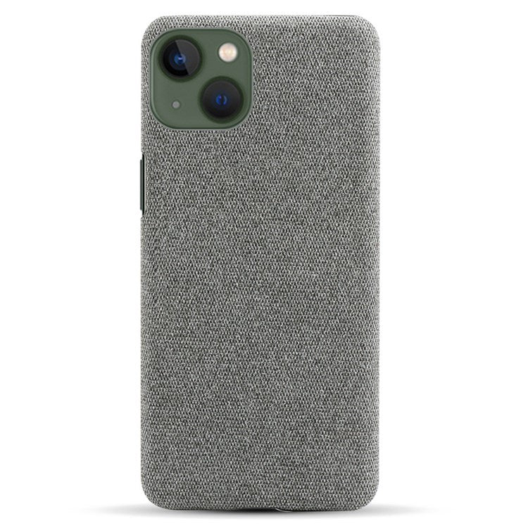 For iPhone 14 6.1 inch Well-protected Anti-scratch Phone Case Solid Color Hard PC+Cloth Cell Phone Shell Cover - Grey