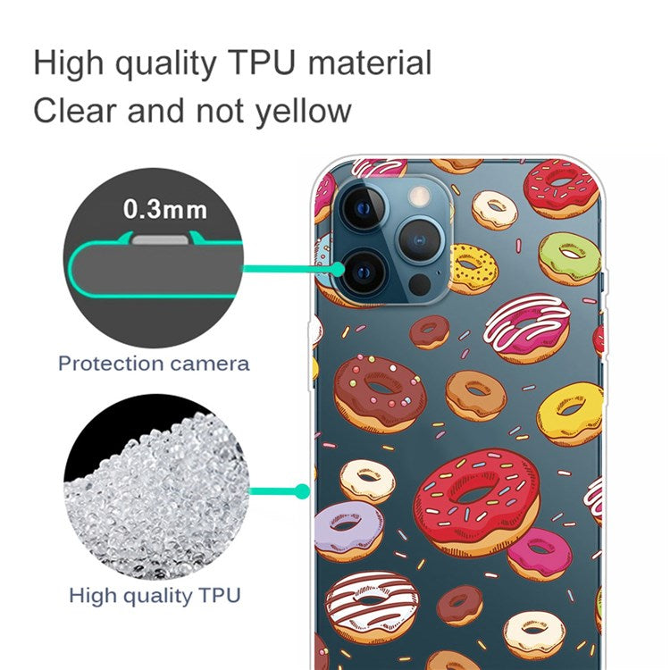 IMD Pattern Printing Phone Case for iPhone 14 Pro 6.1 inch, Anti-scratch Soft TPU Back Cover - Doughnut