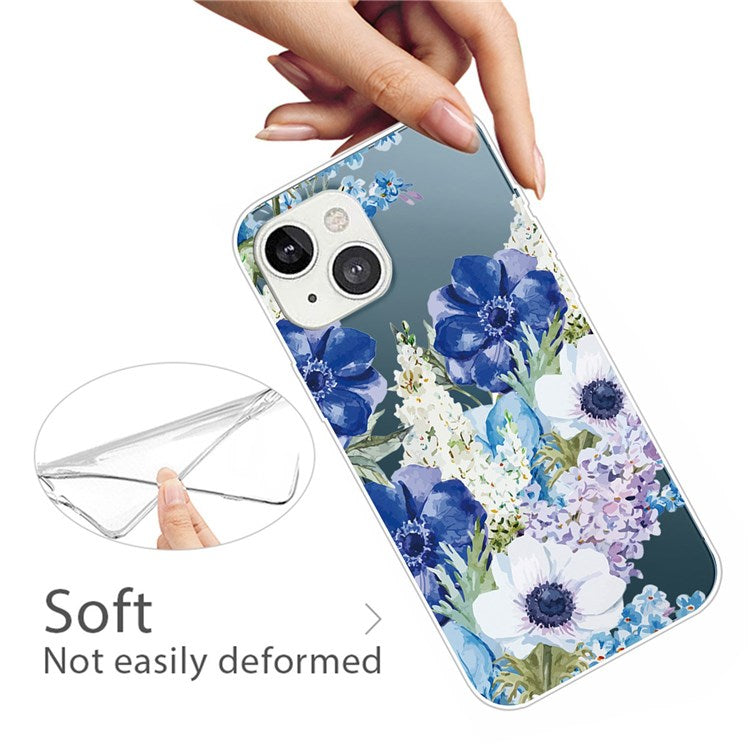 Anti-scratch Soft TPU Protective Case for iPhone 14 Plus 6.7 inch, IMD Pattern Printed Phone Cover - Flowers