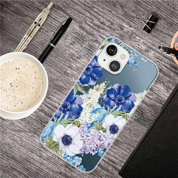 Anti-scratch Soft TPU Protective Case for iPhone 14 Plus 6.7 inch, IMD Pattern Printed Phone Cover - Flowers