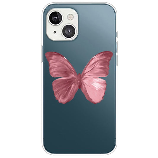 Anti-drop Protection TPU Phone Case for iPhone 14 6.1 inch, IMD Stylish Pattern Printing Cover - Pink Butterfly