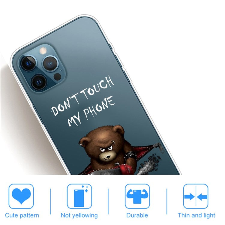 Anti-scratch Phone Case for iPhone 14 Pro Max 6.7 inch, Unfading Pattern Printing IMD TPU Back Cover Protector - Don't Touch My Phone