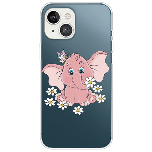 For iPhone 14 6.1 inch Ultra Slim Phone Case Pattern Printing Design Soft TPU IMD Cell Phone Shell Cover - Elephant