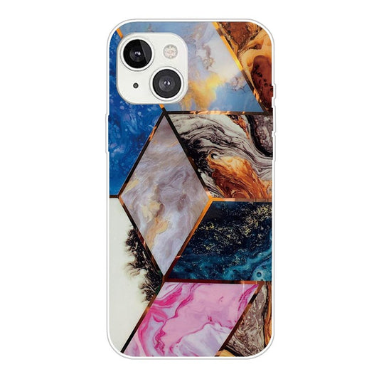 For iPhone 14 Plus 6.7 inch B Style Marble Pattern Design IMD Phone Case Soft TPU Shockproof Protective Cover - Style K