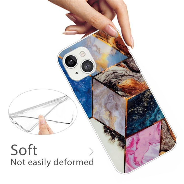 For iPhone 14 Plus 6.7 inch B Style Marble Pattern Design IMD Phone Case Soft TPU Shockproof Protective Cover - Style K