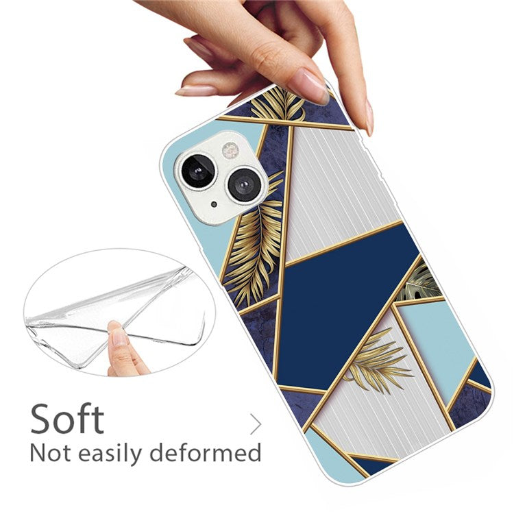 For iPhone 14 Plus 6.7 inch B Style Marble Pattern Design IMD Phone Case Soft TPU Shockproof Protective Cover - Style X