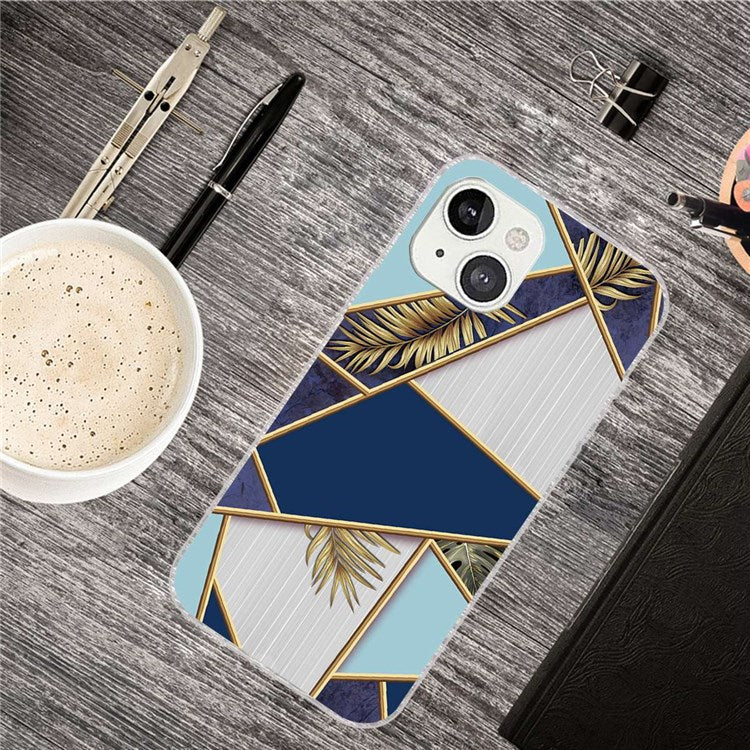For iPhone 14 Plus 6.7 inch B Style Marble Pattern Design IMD Phone Case Soft TPU Shockproof Protective Cover - Style X