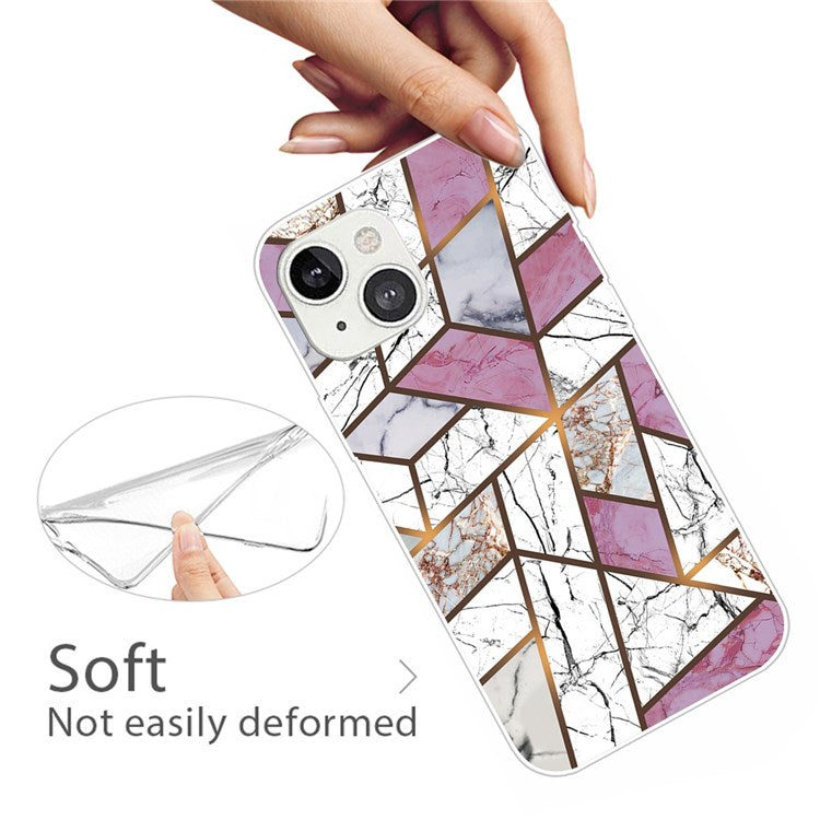 For iPhone 14 6.1 inch A Style Marble Pattern Case IMD Soft TPU Drop Protective Cover Shell - Style A