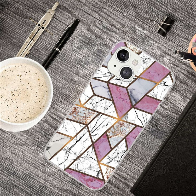 For iPhone 14 6.1 inch A Style Marble Pattern Case IMD Soft TPU Drop Protective Cover Shell - Style A