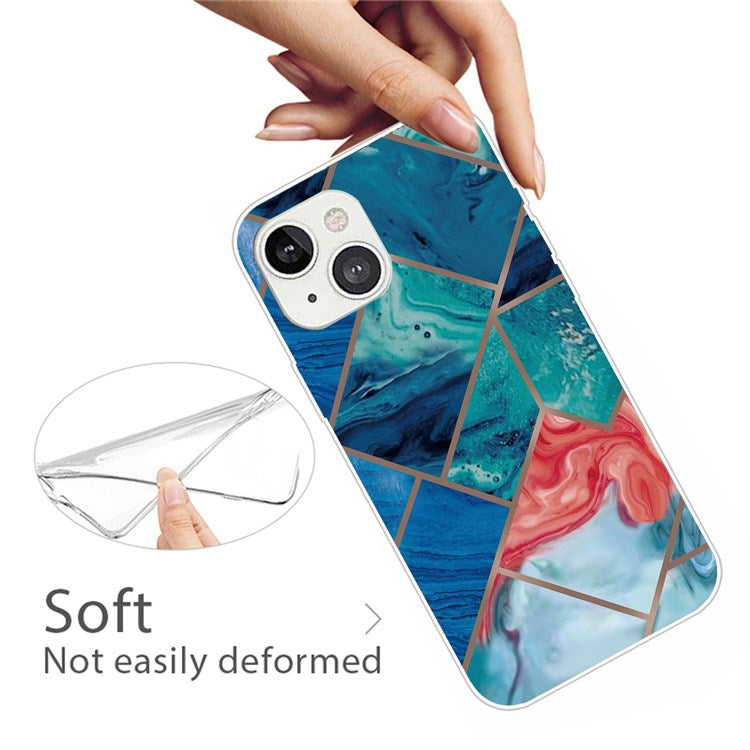 For iPhone 14 6.1 inch B Style TPU Phone Shell Marble Pattern IMD Shockproof Back Cover - Style C