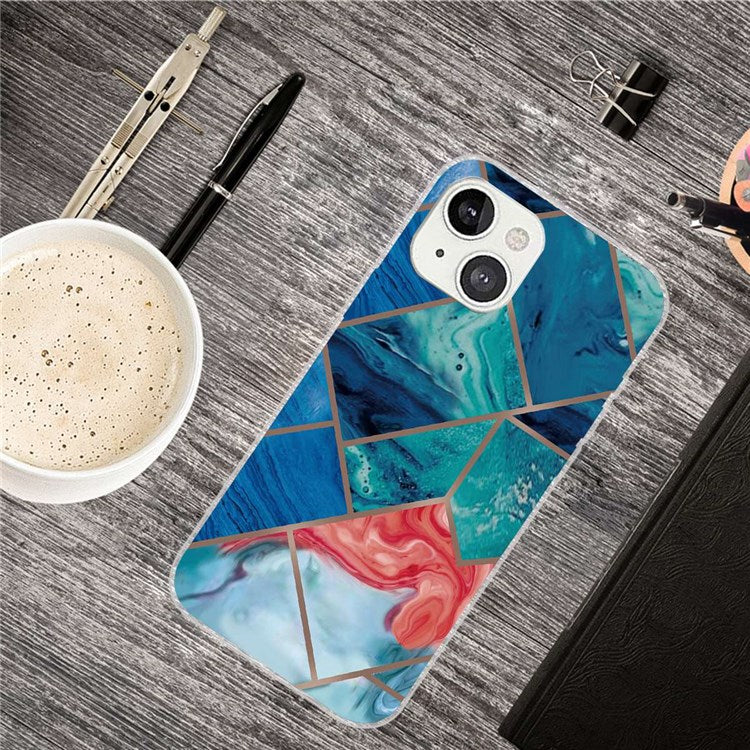 For iPhone 14 6.1 inch B Style TPU Phone Shell Marble Pattern IMD Shockproof Back Cover - Style C