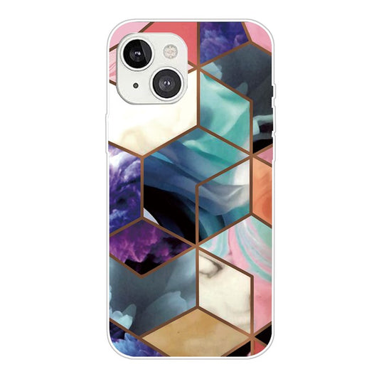 For iPhone 14 6.1 inch B Style TPU Phone Shell Marble Pattern IMD Shockproof Back Cover - Style G