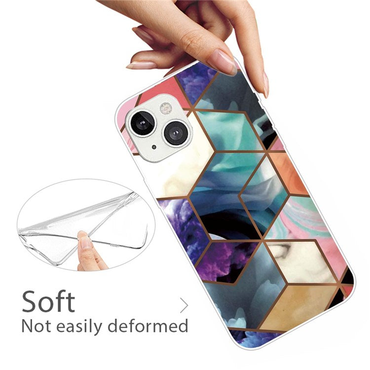 For iPhone 14 6.1 inch B Style TPU Phone Shell Marble Pattern IMD Shockproof Back Cover - Style G