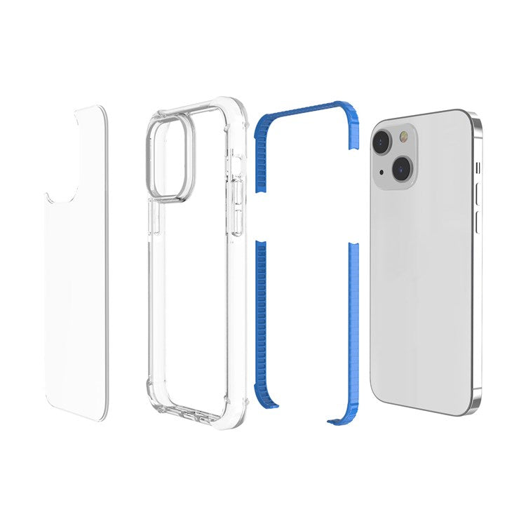 For iPhone 14 6.1 inch Acrylic Anti-drop Shockproof Phone Hard Case Clear Well Protection Phone Cover - Blue