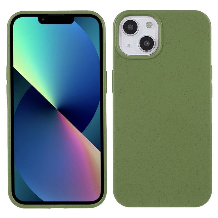 For iPhone 14 Plus 6.7 inch Starry Sky Series Matte Mobile Phone Case Starry Biodegradable Wheat Straw TPU Drop-proof Anti-wear Cell Phone Shell - Blackish Green
